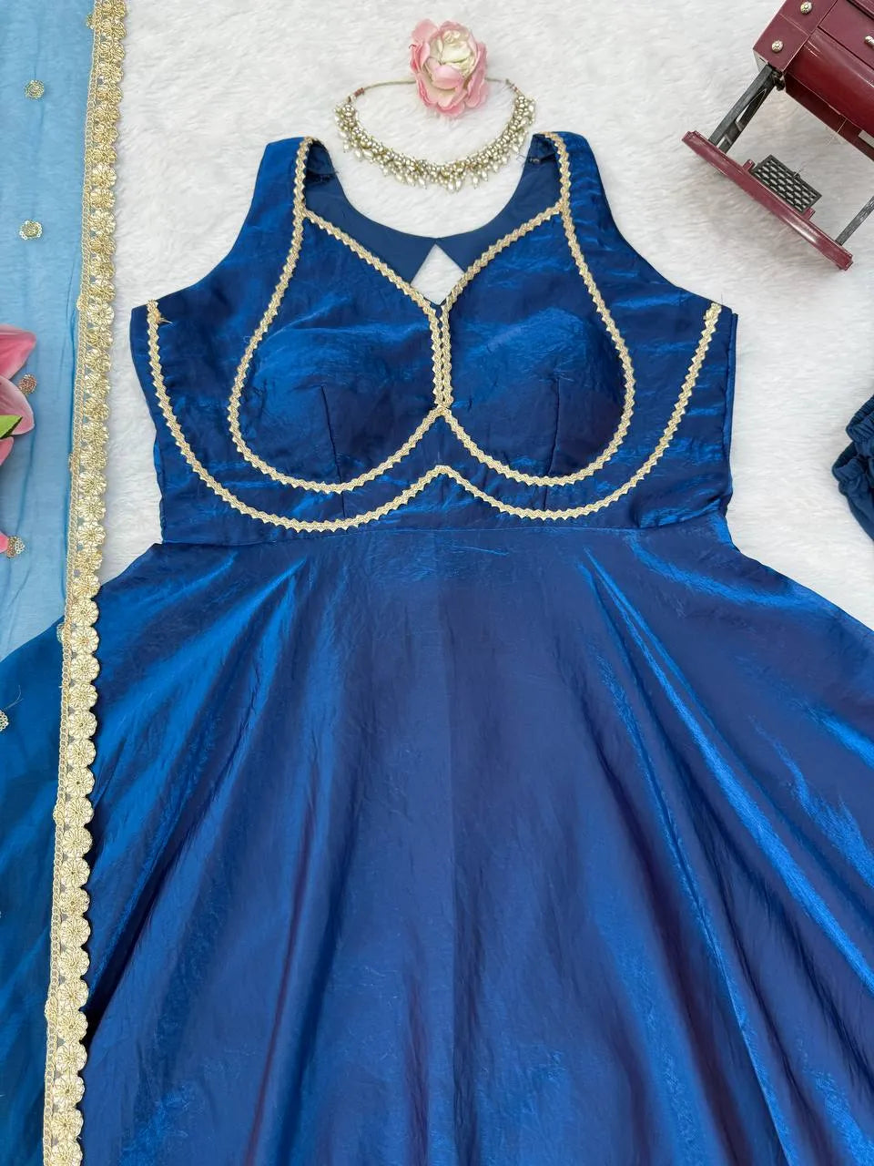 blue festive gown women