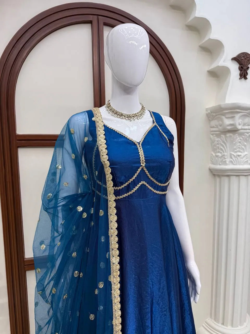 blue party wear anarkali