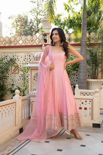 blush pink anarkali set