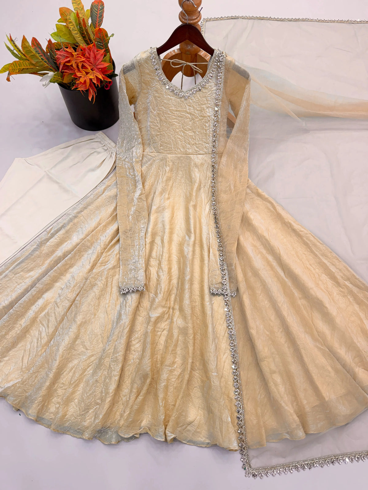 cream anarkali set online