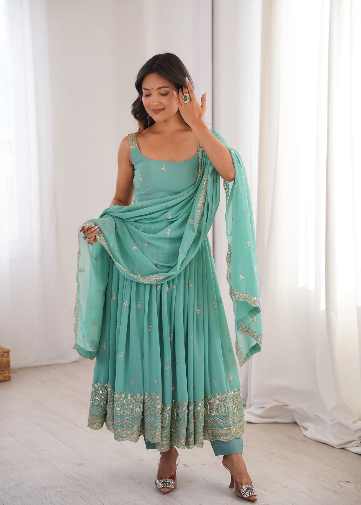 embroidered anarkali set