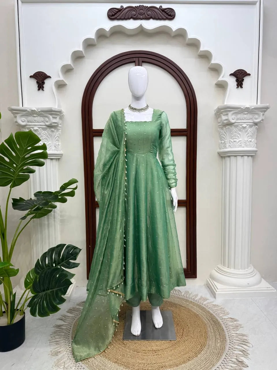 foil work anarkali suit