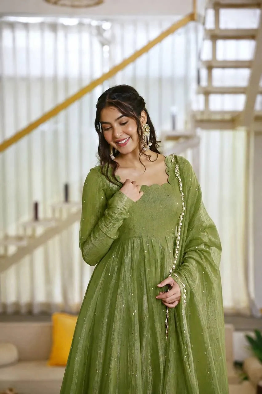 green wedding anarkali