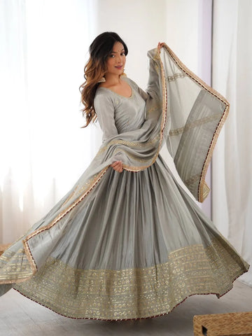 grey festive anarkali set
