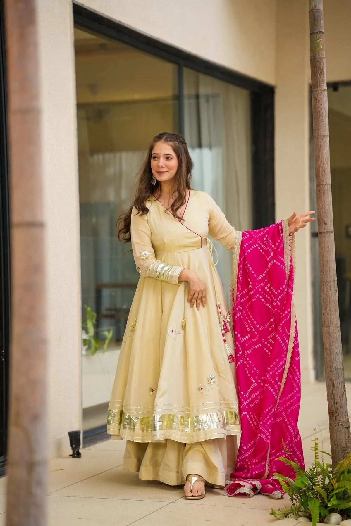ivory bandhani suit set