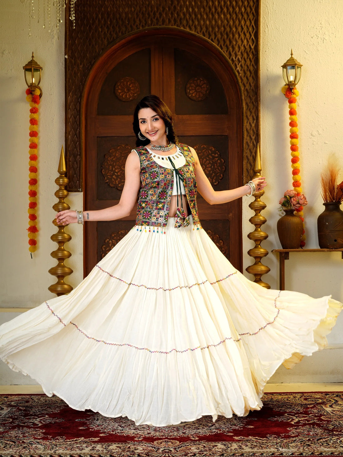 ivory mirror lehenga set