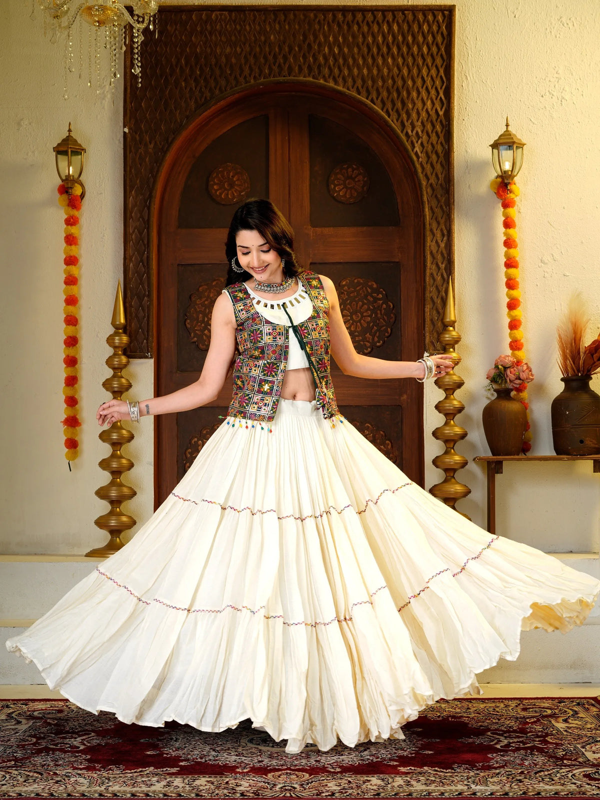 ivory navratri lehenga