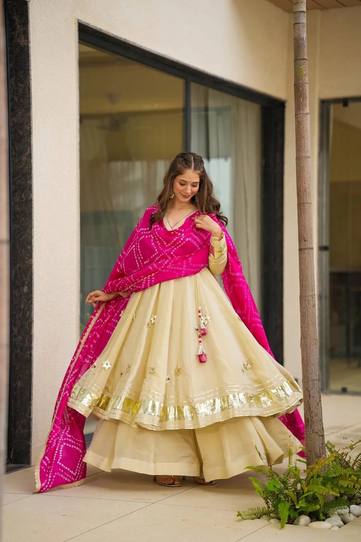 ivory wedding anarkali