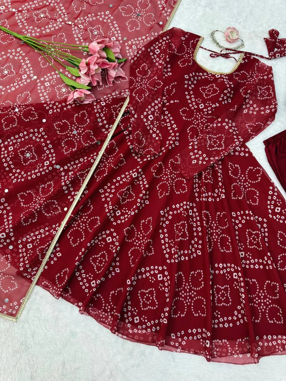 maroon designer anarkali