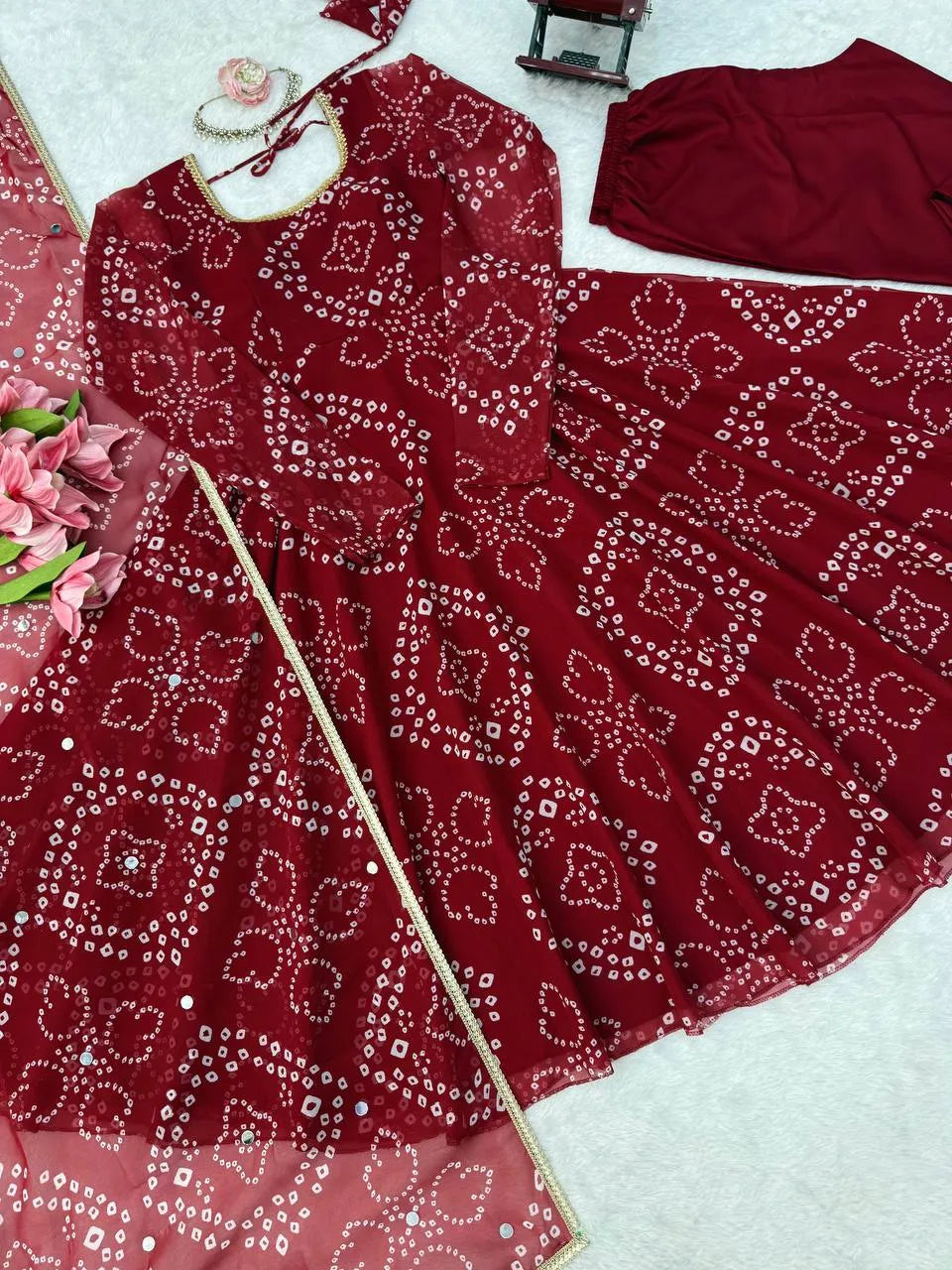 maroon flared anarkali
