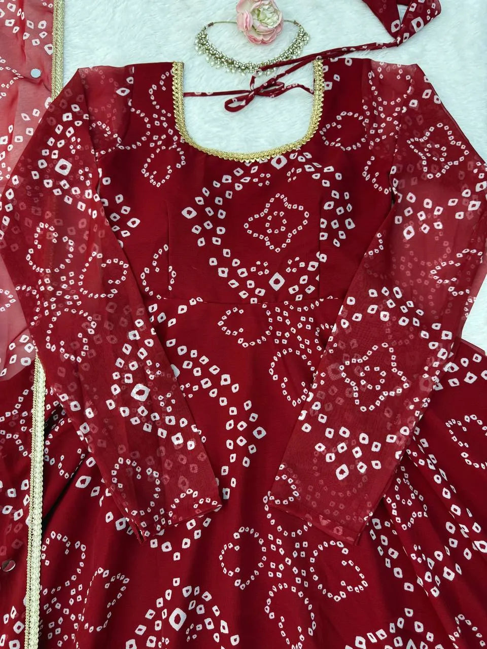 maroon sangeet anarkali