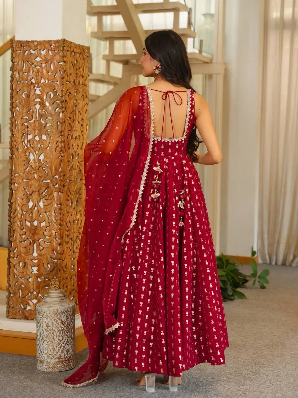 maroon wedding anarkali suit sale