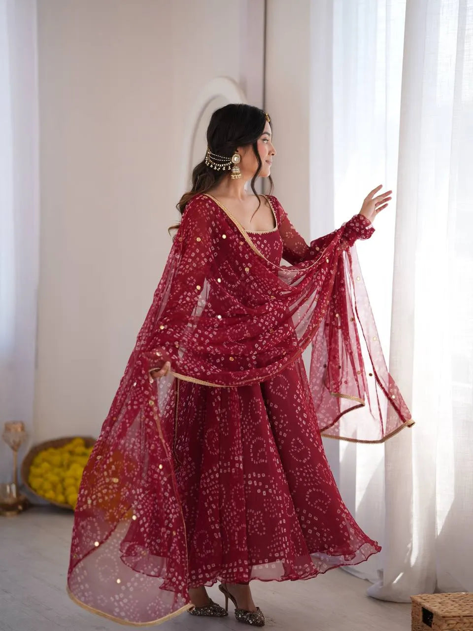 maroon wedding anarkali