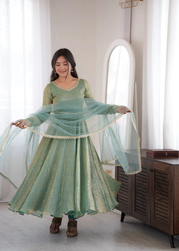 mint green anarkali set