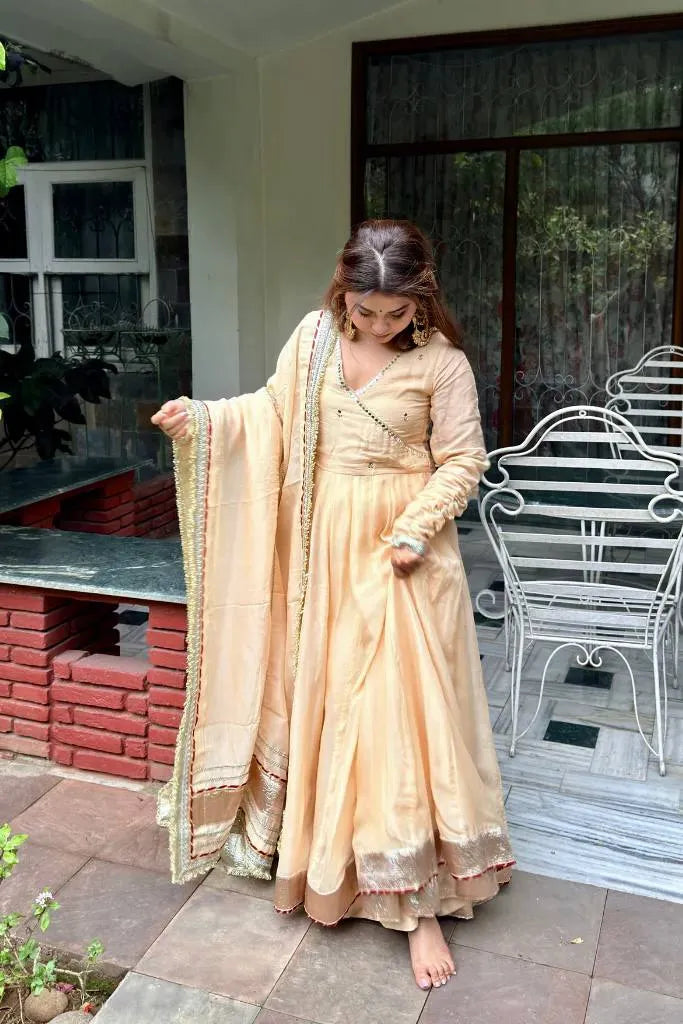 mirror work anarkali set