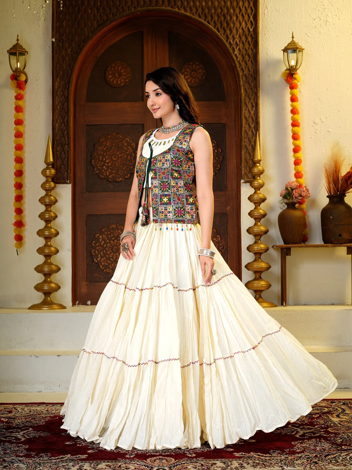 mirror work lehenga choli