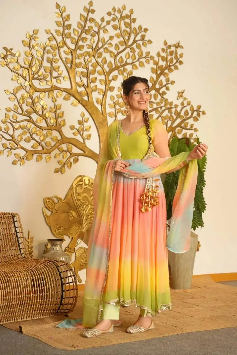 multicolor anarkali set