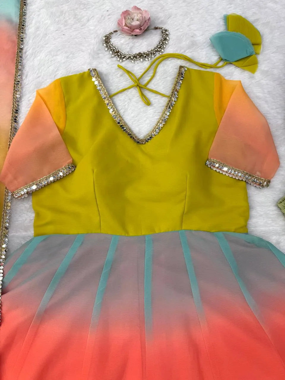 multicolor flared suit