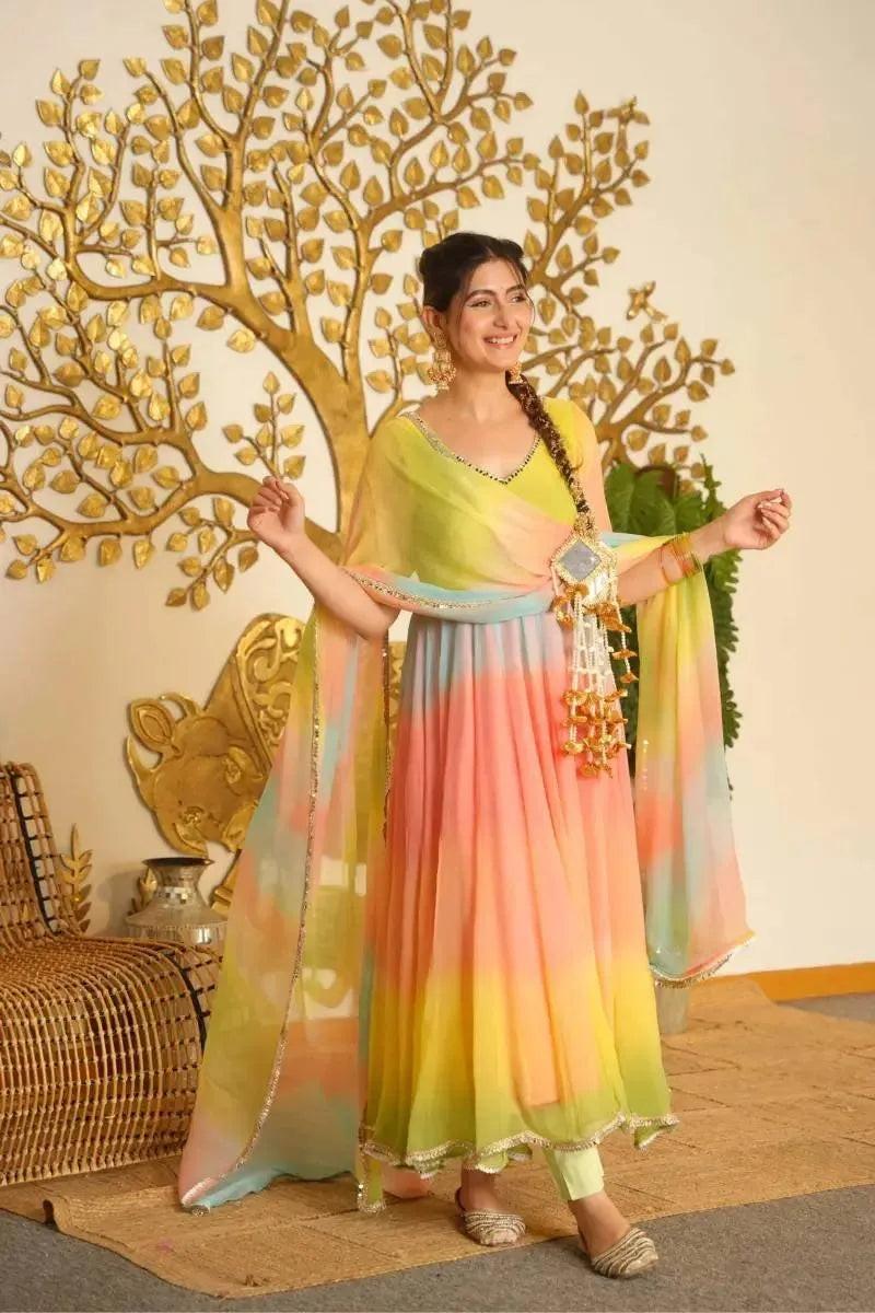 ombre anarkali dupatta