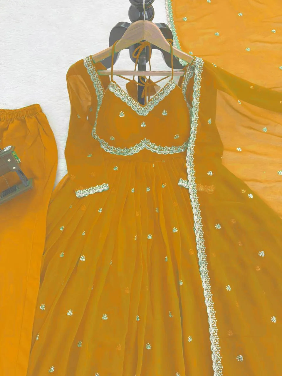 mustard festive anarkali
