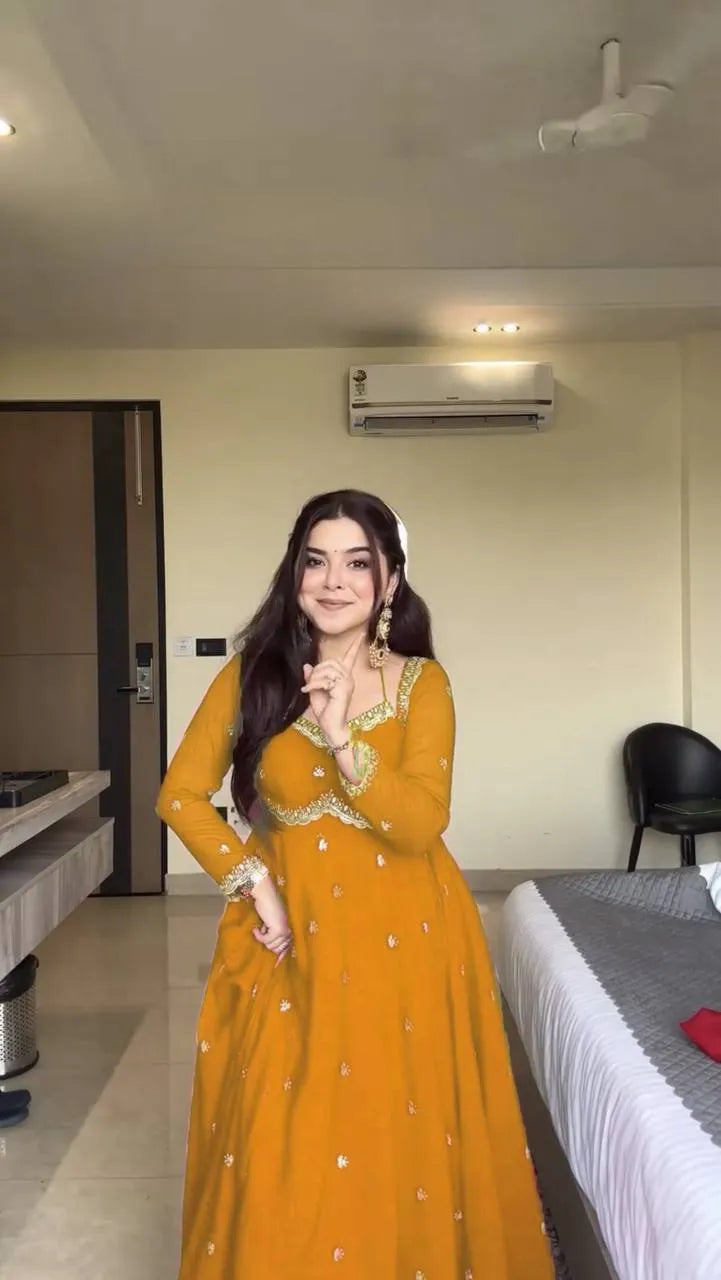 mustard wedding anarkali