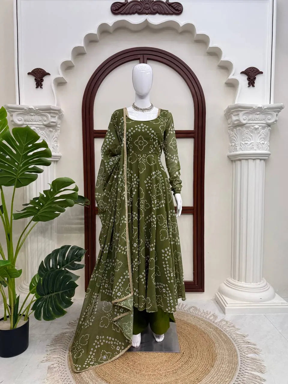 olive green flared suit