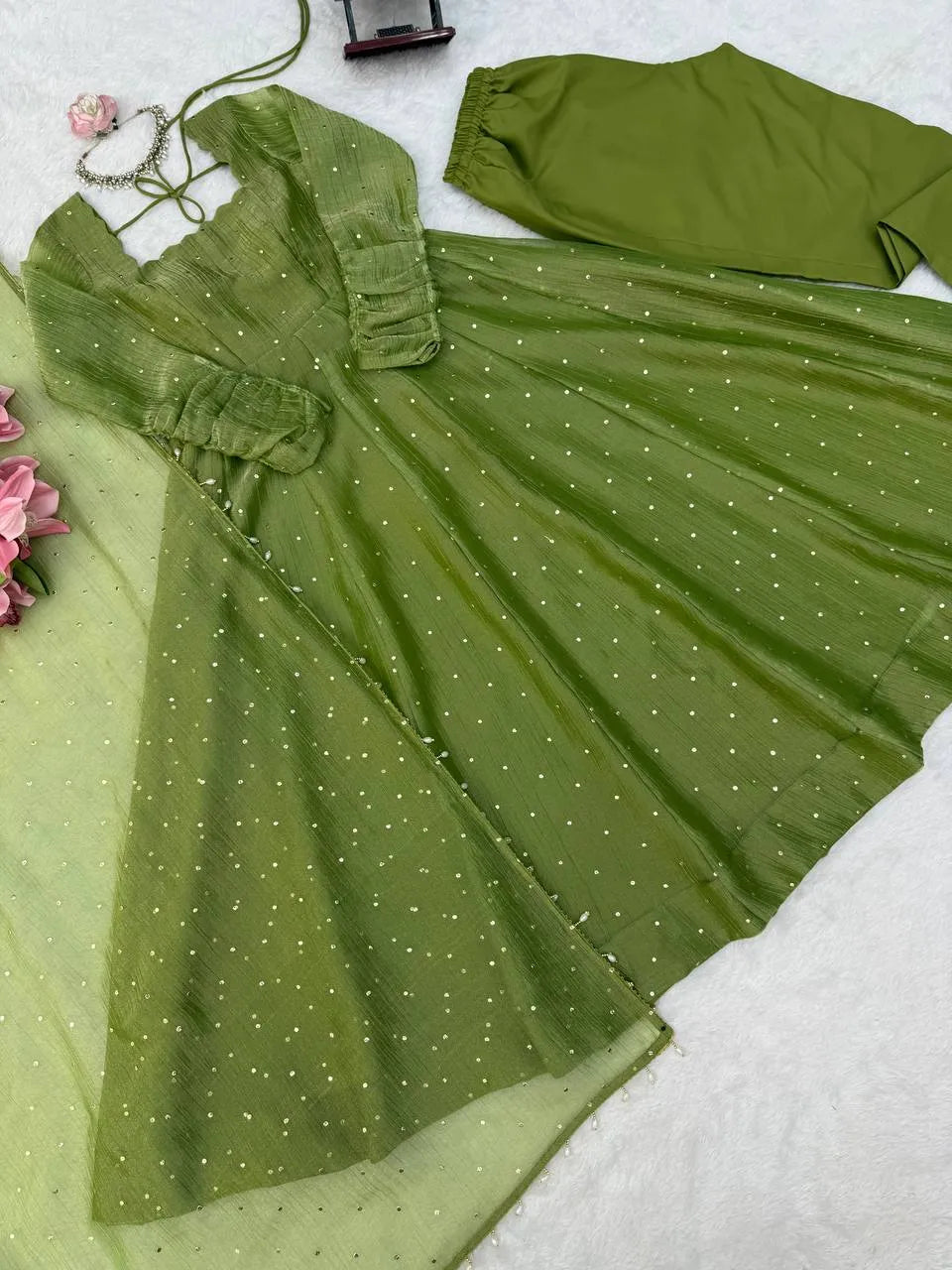 olive green gown for women