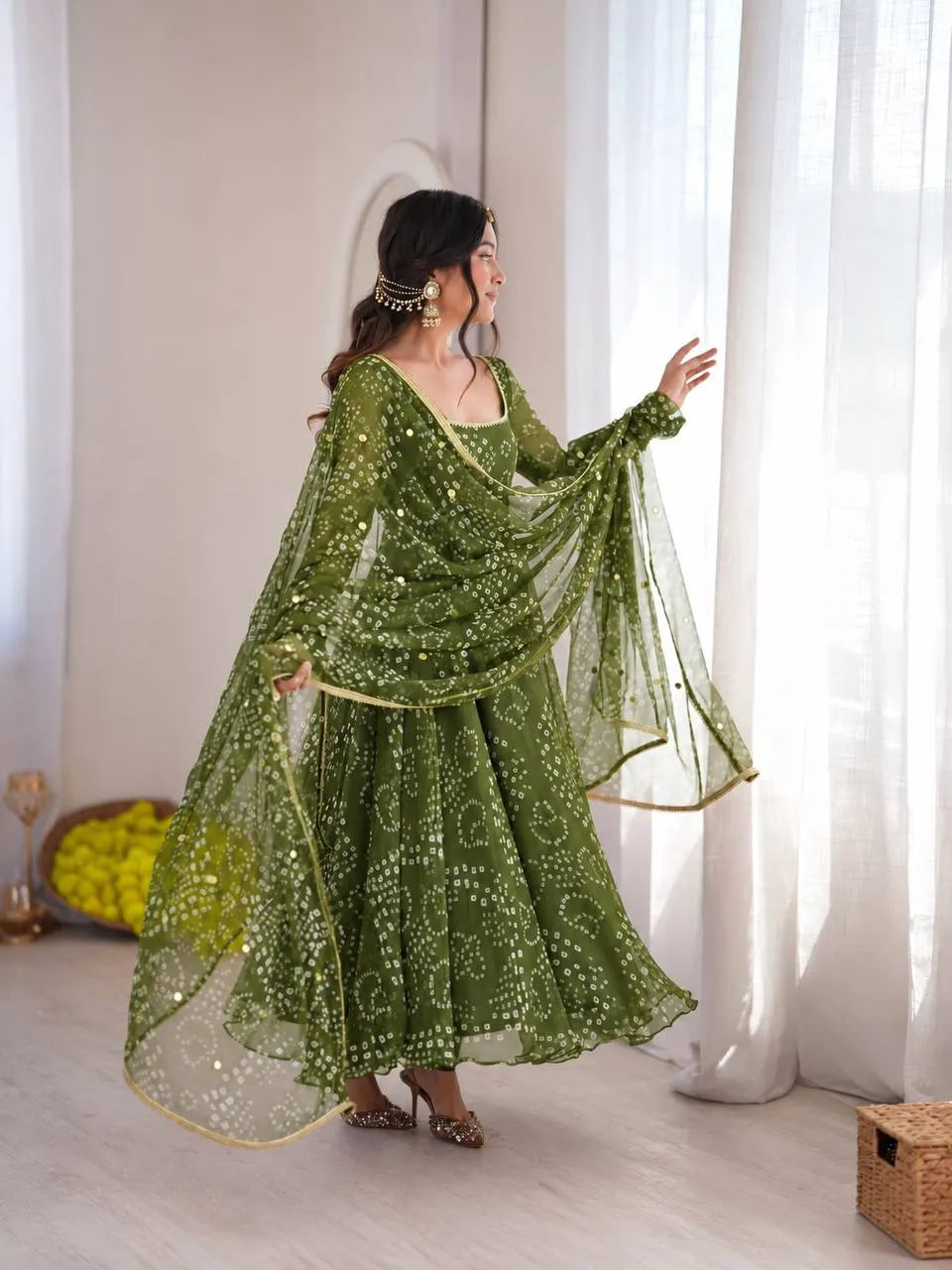olive green printed suit