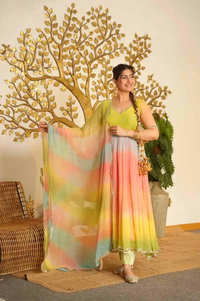 ombre anarkali dupatta