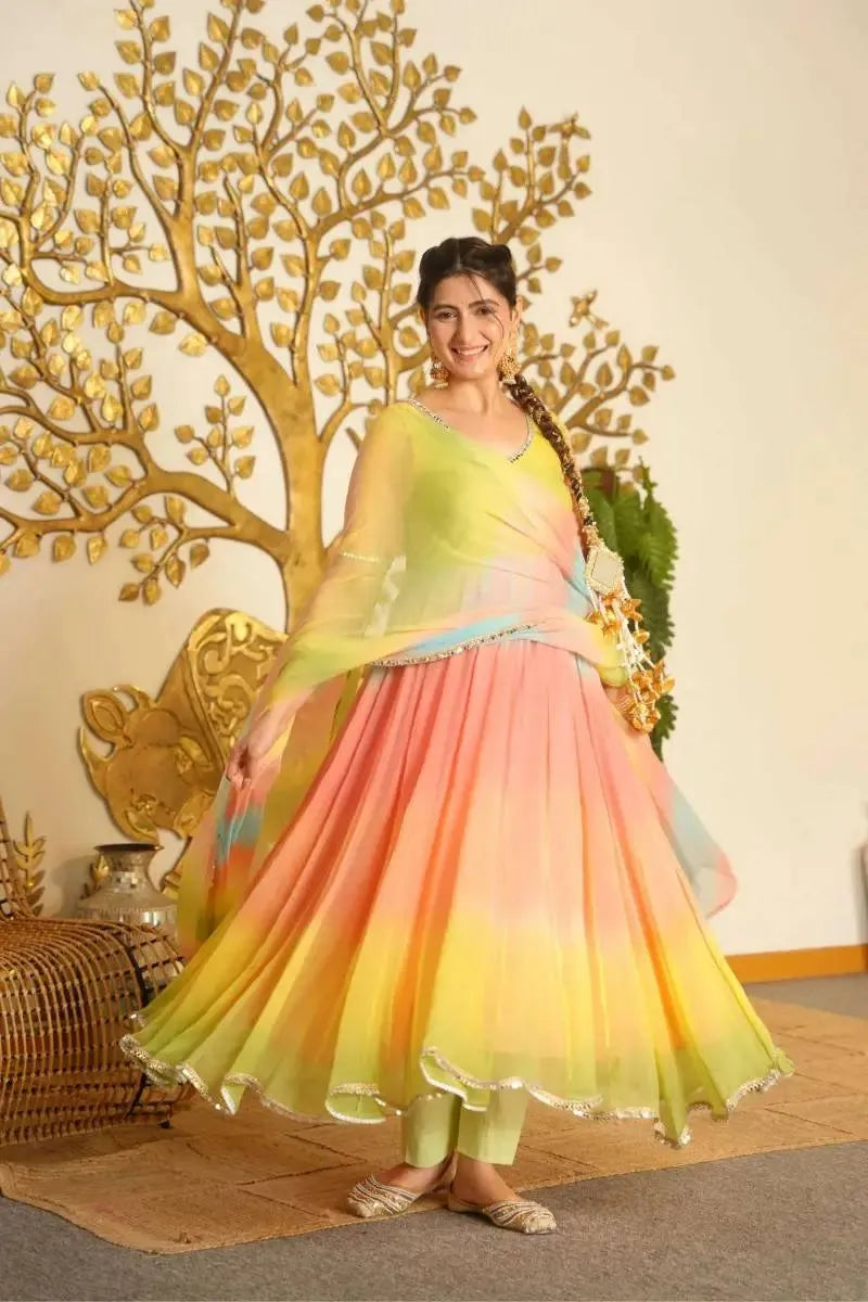 ombre flared anarkali
