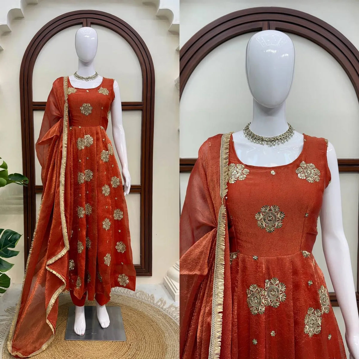 orange anarkali dupatta
