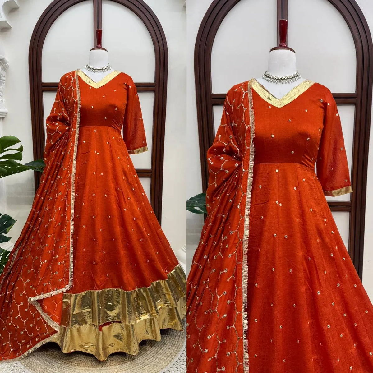orange gota patti suit