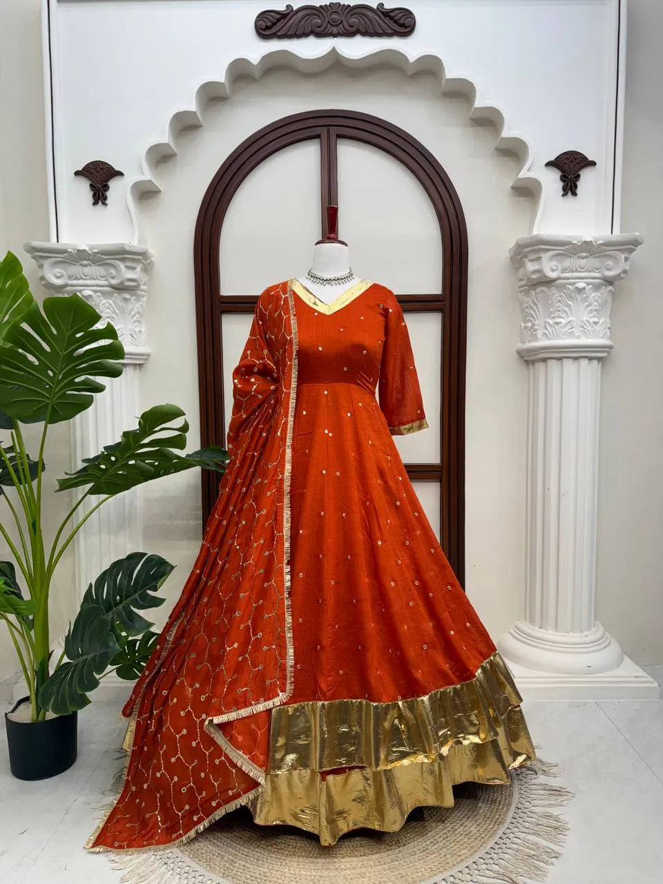 orange lehenga suit set
