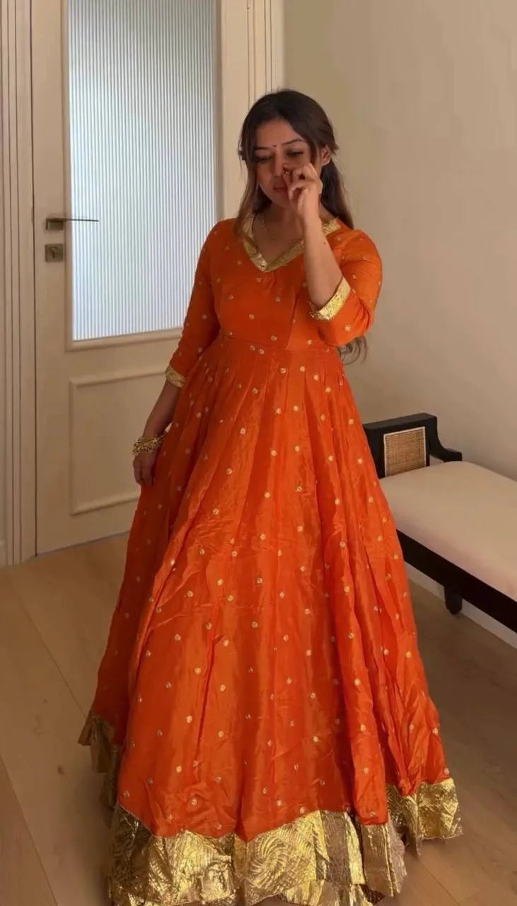 orange sequin anarkali set
