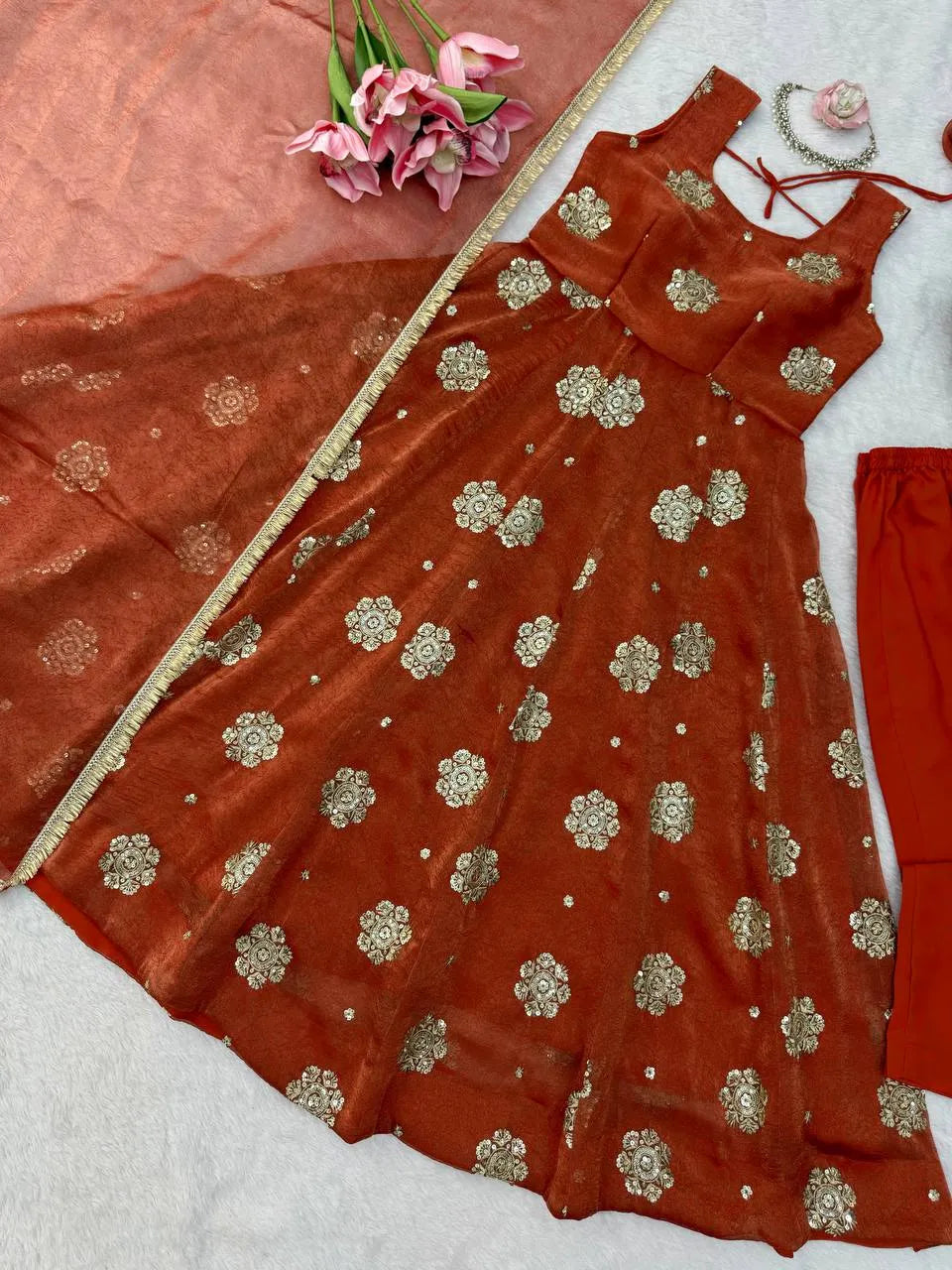 orange silk wedding suit