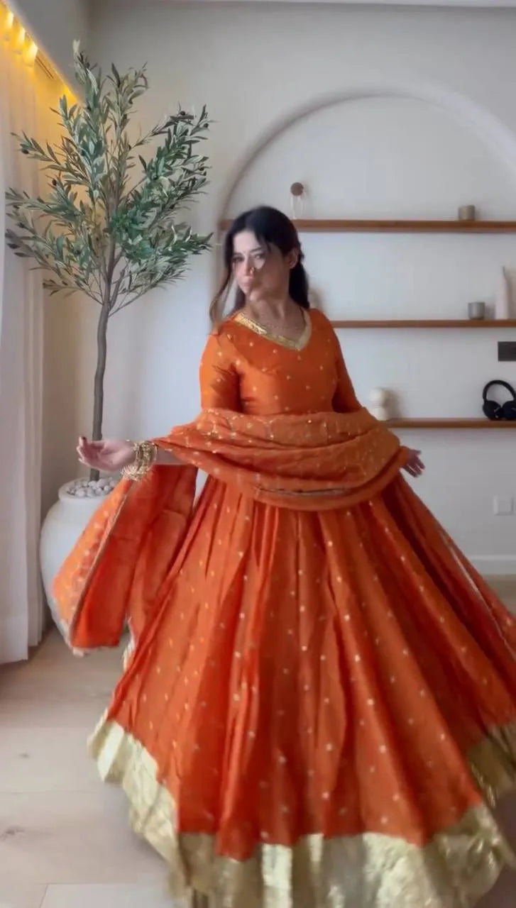 orange wedding anarkali suit women