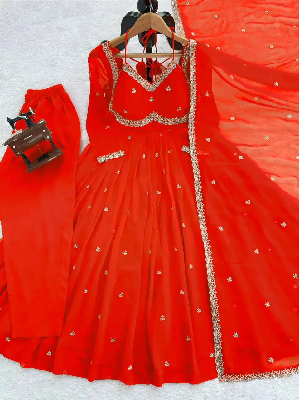 orange wedding anarkali
