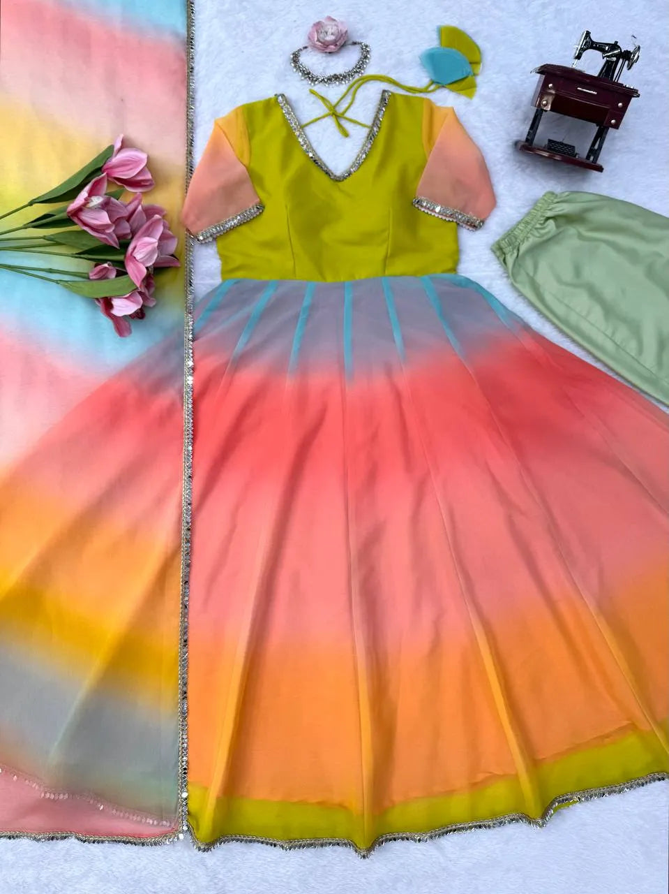 pastel ombre anarkali