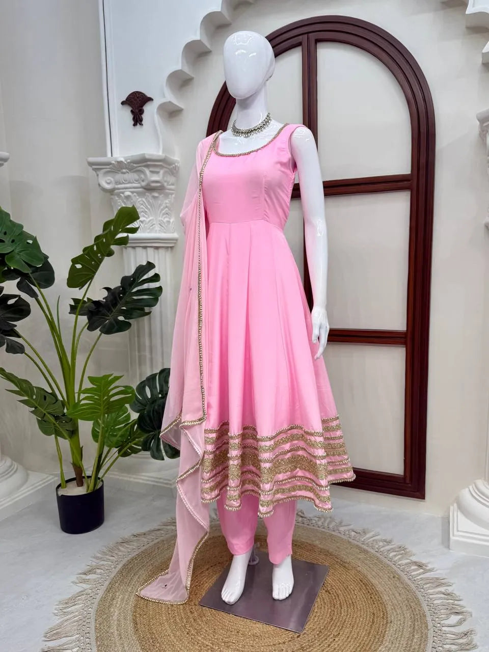 pearl work anarkali set