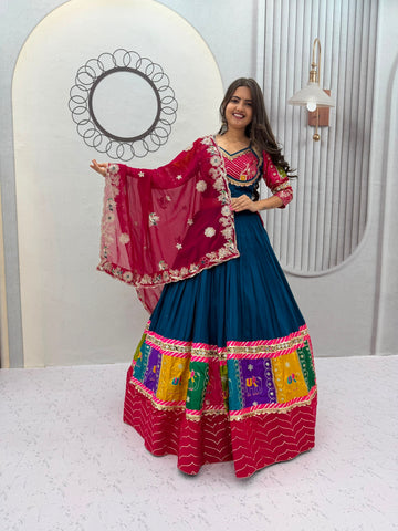 Teal Blue Navratri Lehenga