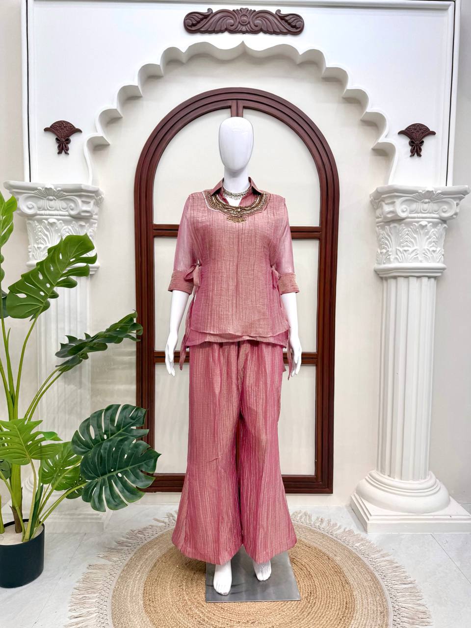 Pink Kurta Palazzo Set
