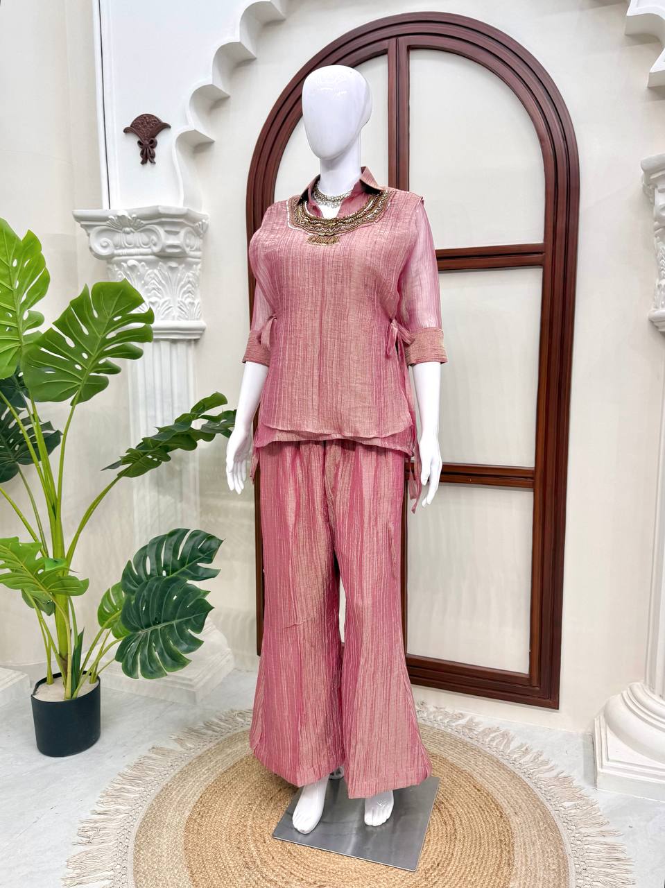 Pink Kurta With Shrug