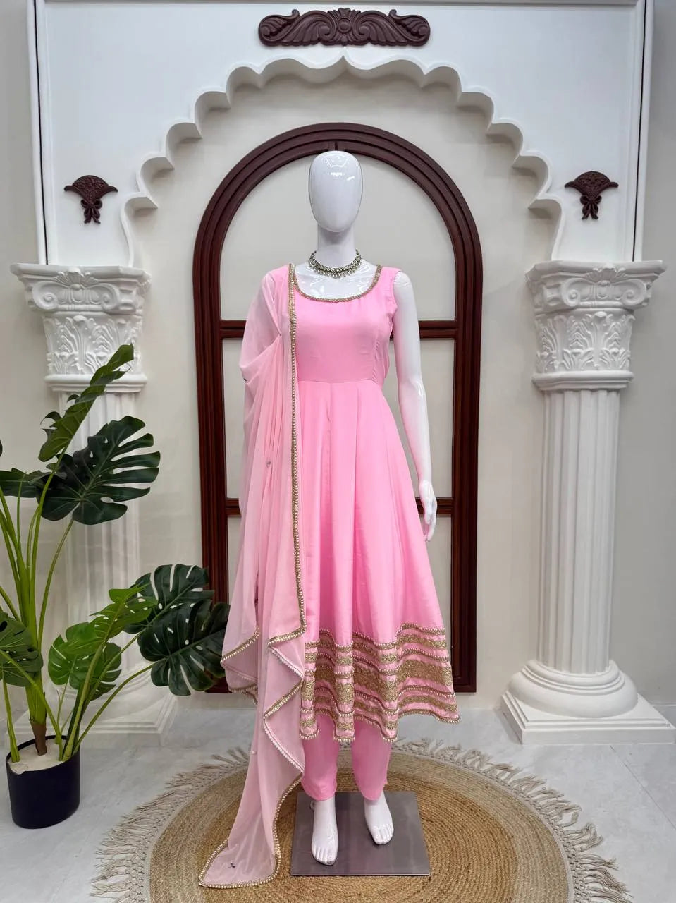 pink anarkali pant set