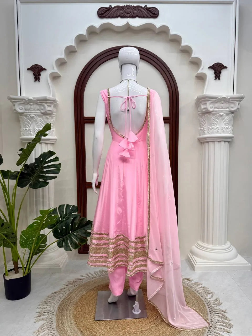 pink designer anarkali