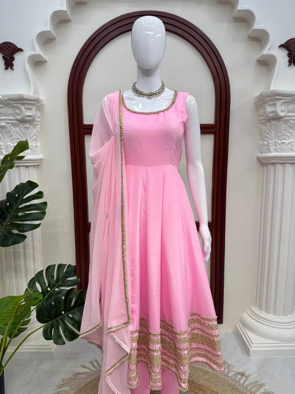 pink party wear anarkali