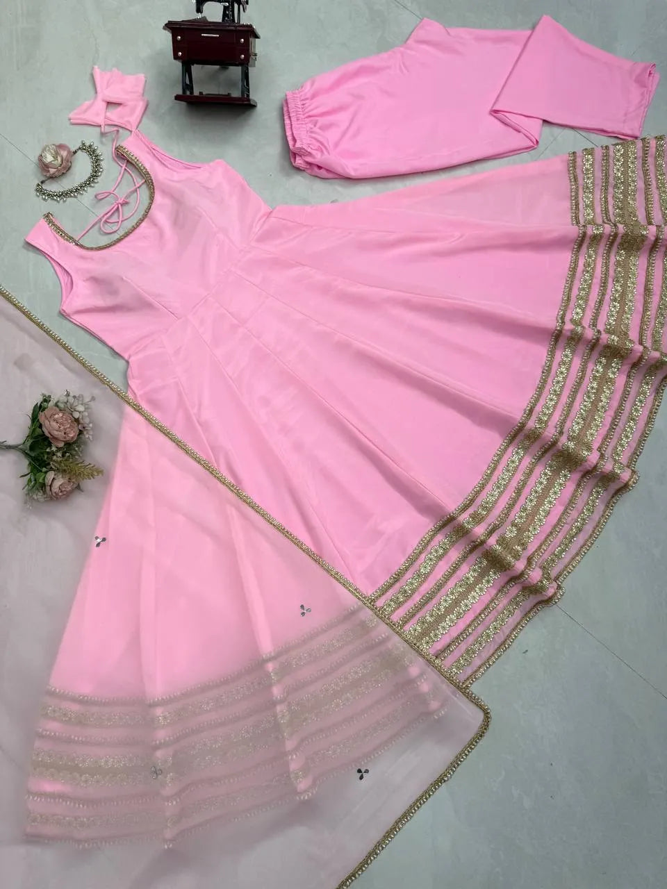 pink sangeet anarkali