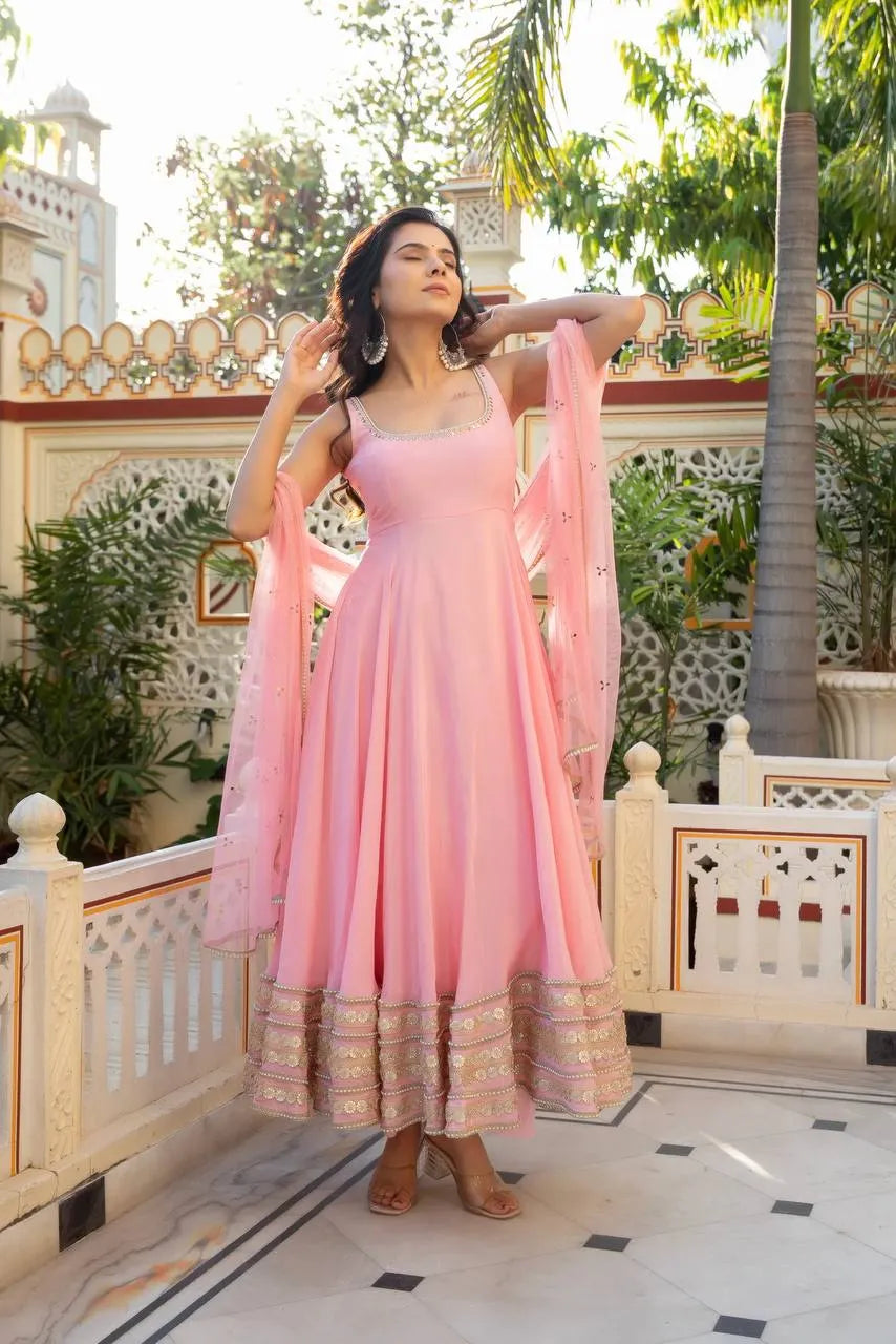 pink wedding anarkali set