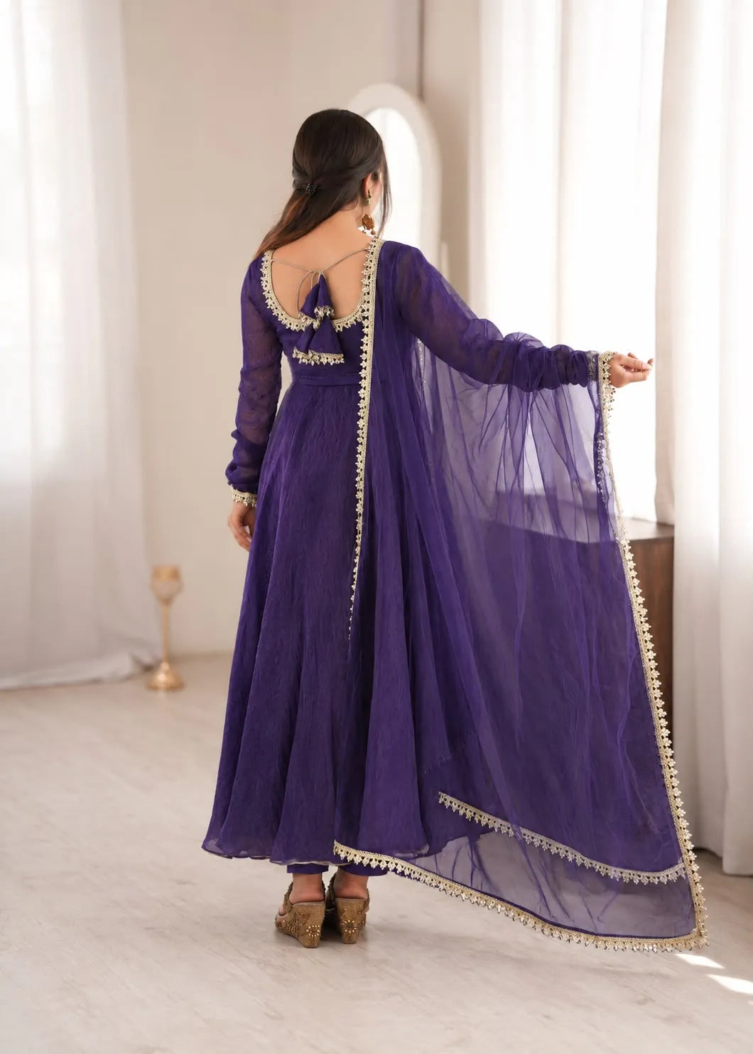 purple anarkali set