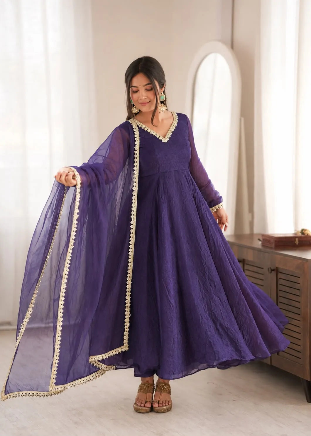 purple anarkali suit sale