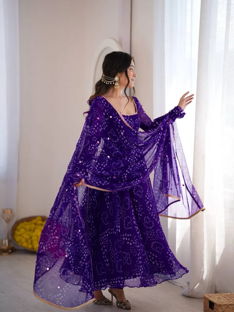 purple anarkali suit